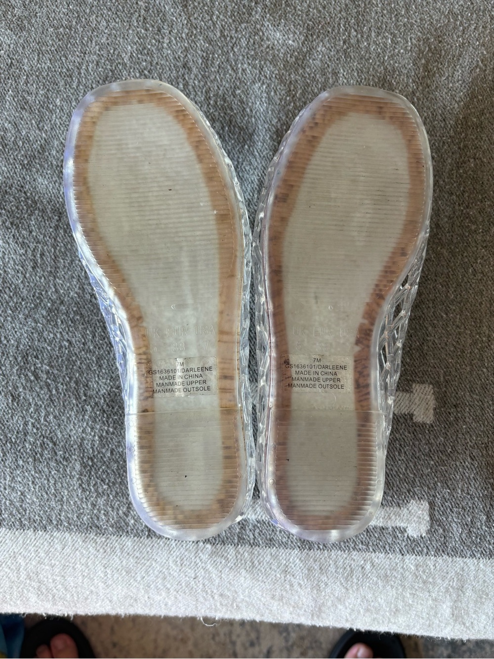 Steve Madden Clear Woven Jelly Slip-On Flats Cork Insole Round Toe US 7 - Picture 3 of 7